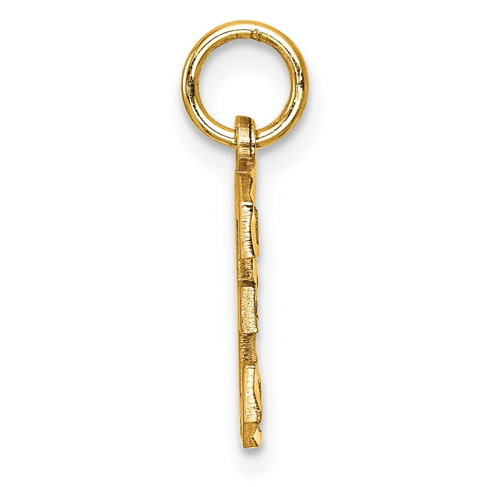 14k Small Brushed Diamond-cut Number 3 Charm