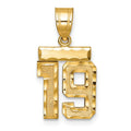 10k Small Brushed Diamond-cut Number 19 Charm