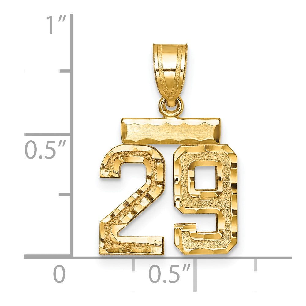 14k Small Brushed Diamond-cut Number 29 Charm