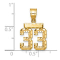 14k Small Brushed Diamond-cut Number 33 Charm