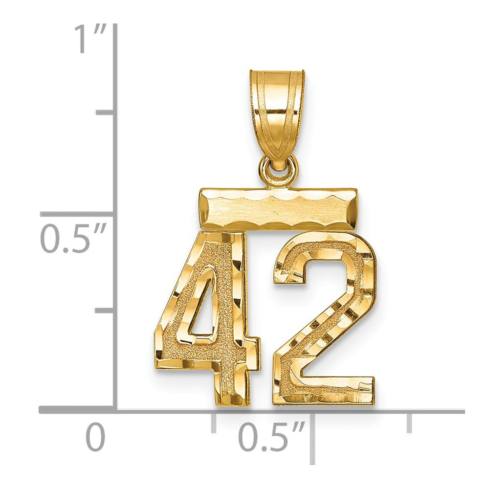 10k Small Brushed Diamond-cut Number 42 Charm