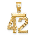 10k Small Brushed Diamond-cut Number 42 Charm