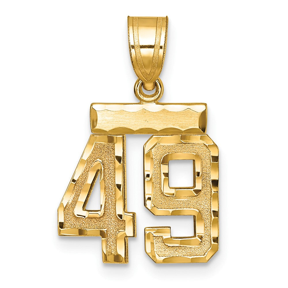 14k Small Brushed Diamond-cut Number 49 Charm