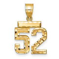 14k Small Brushed Diamond-cut Number 52 Charm