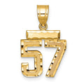 14k Small Brushed Diamond-cut Number 57 Charm