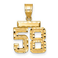 14k Small Brushed Diamond-cut Number 58 Charm