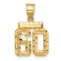 14k Small Brushed Diamond-cut Number 60 Charm