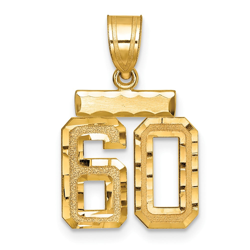 14k Small Brushed Diamond-cut Number 60 Charm