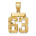 14k Small Brushed Diamond-cut Number 63 Charm