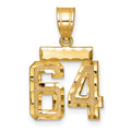 14k Small Brushed Diamond-cut Number 64 Charm