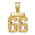 14k Small Brushed Diamond-cut Number 66 Charm
