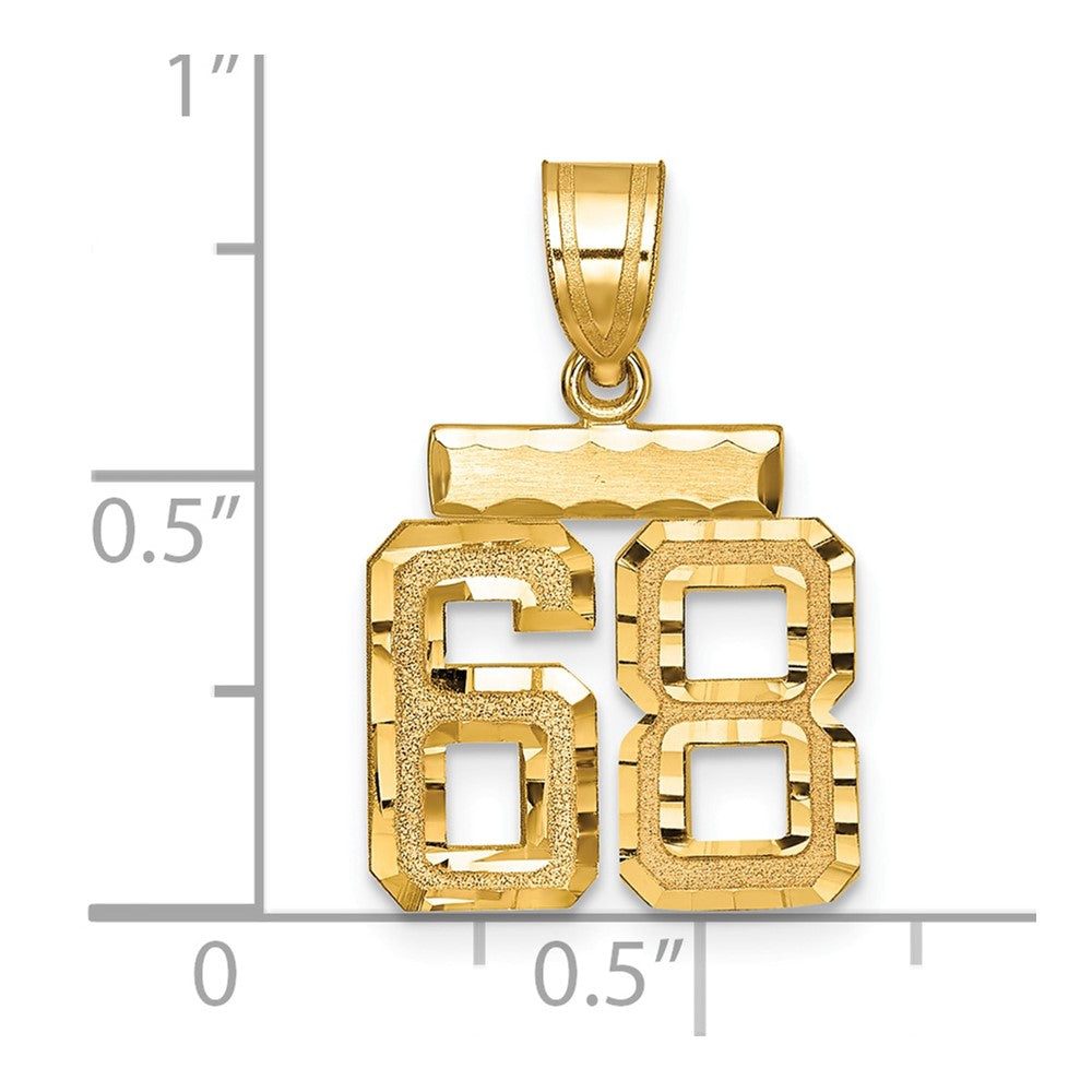 14k Small Brushed Diamond-cut Number 68 Charm