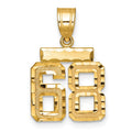 14k Small Brushed Diamond-cut Number 68 Charm