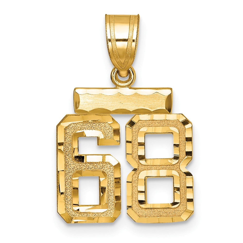 14k Small Brushed Diamond-cut Number 68 Charm