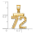14k Small Brushed Diamond-cut Number 72 Charm
