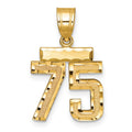 14k Small Brushed Diamond-cut Number 75 Charm