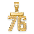 14k Small Brushed Diamond-cut Number 76 Charm