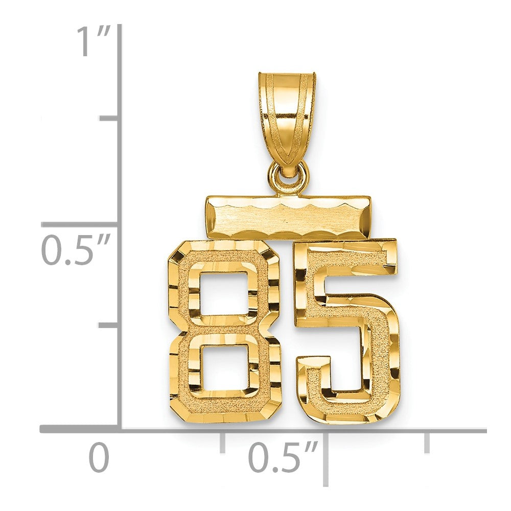14k Small Brushed Diamond-cut Number 85 Charm