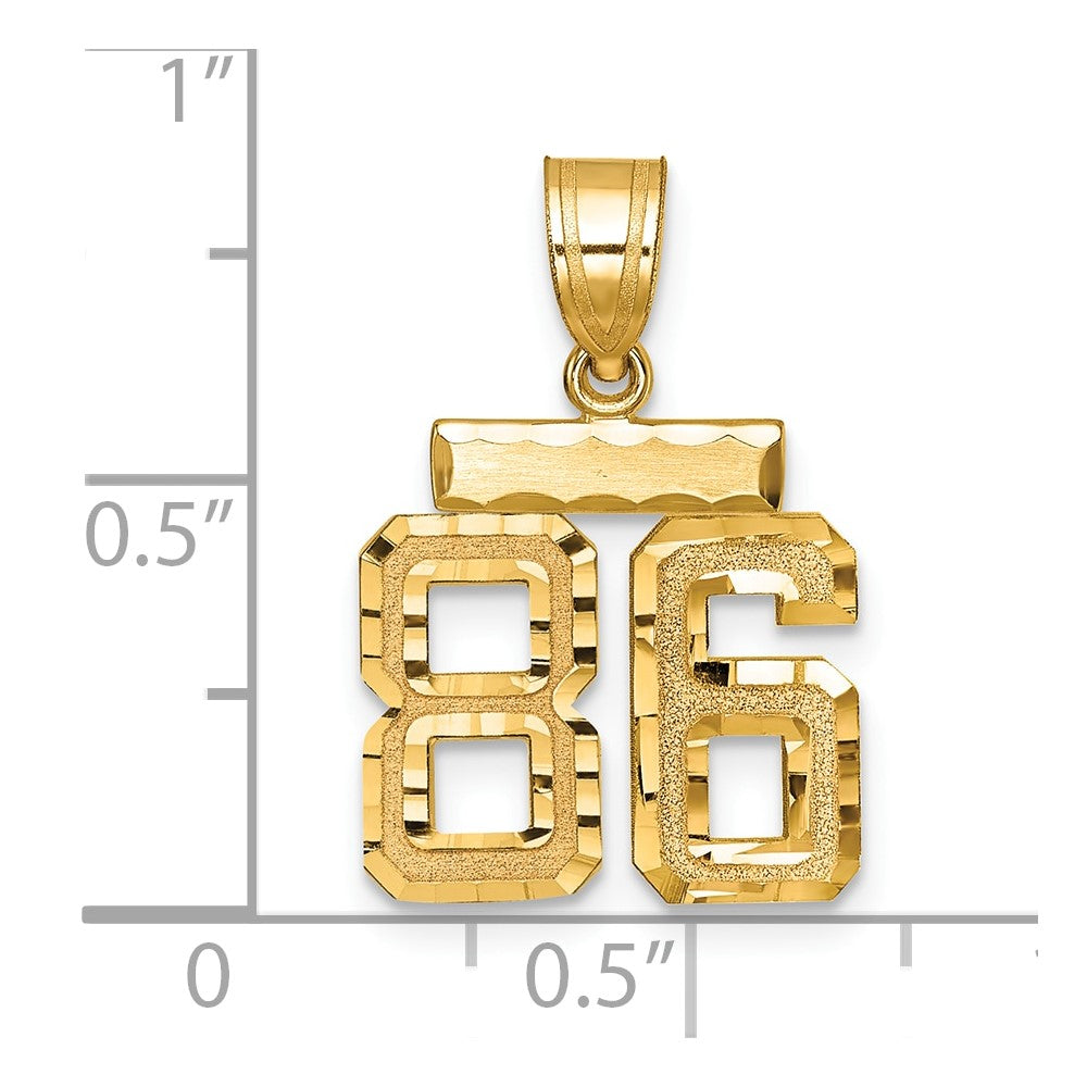 14k Small Brushed Diamond-cut Number 86 Charm