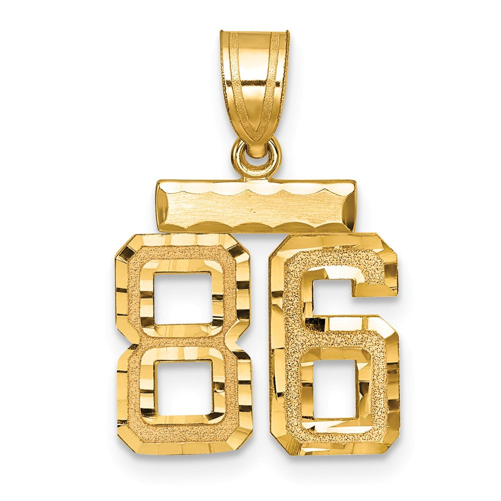 14k Small Brushed Diamond-cut Number 86 Charm