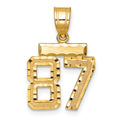 10k Small Brushed Diamond-cut Number 87 Charm