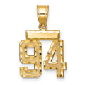 14k Small Brushed Diamond-cut Number 94 Charm