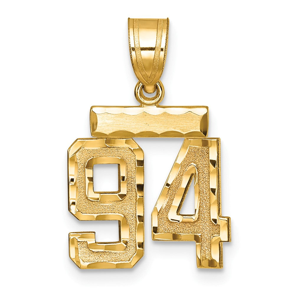 14k Small Brushed Diamond-cut Number 94 Charm
