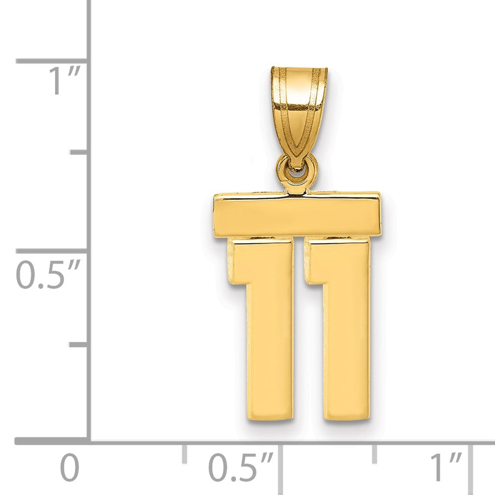 10k Small Polished Number 11 Charm