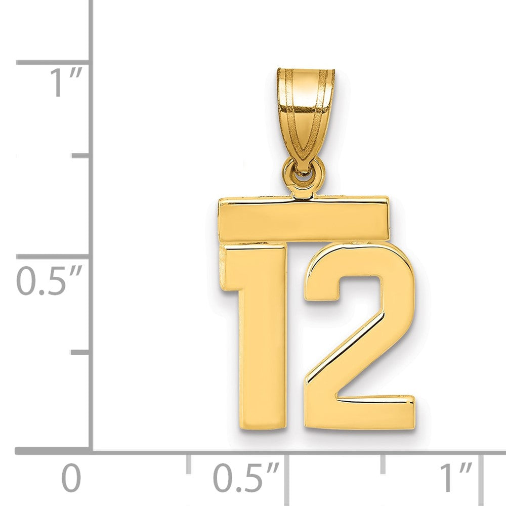 10k Small Polished Number 12 Charm