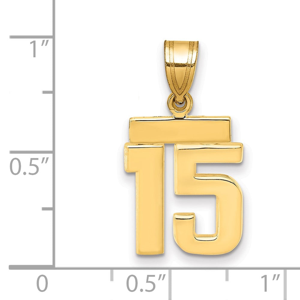 10k Small Polished Number 15 Charm