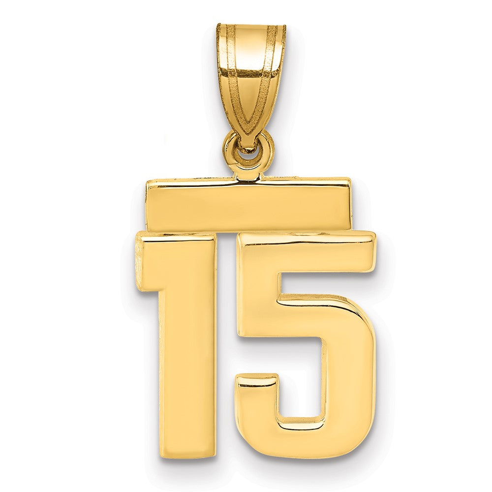 10k Small Polished Number 15 Charm
