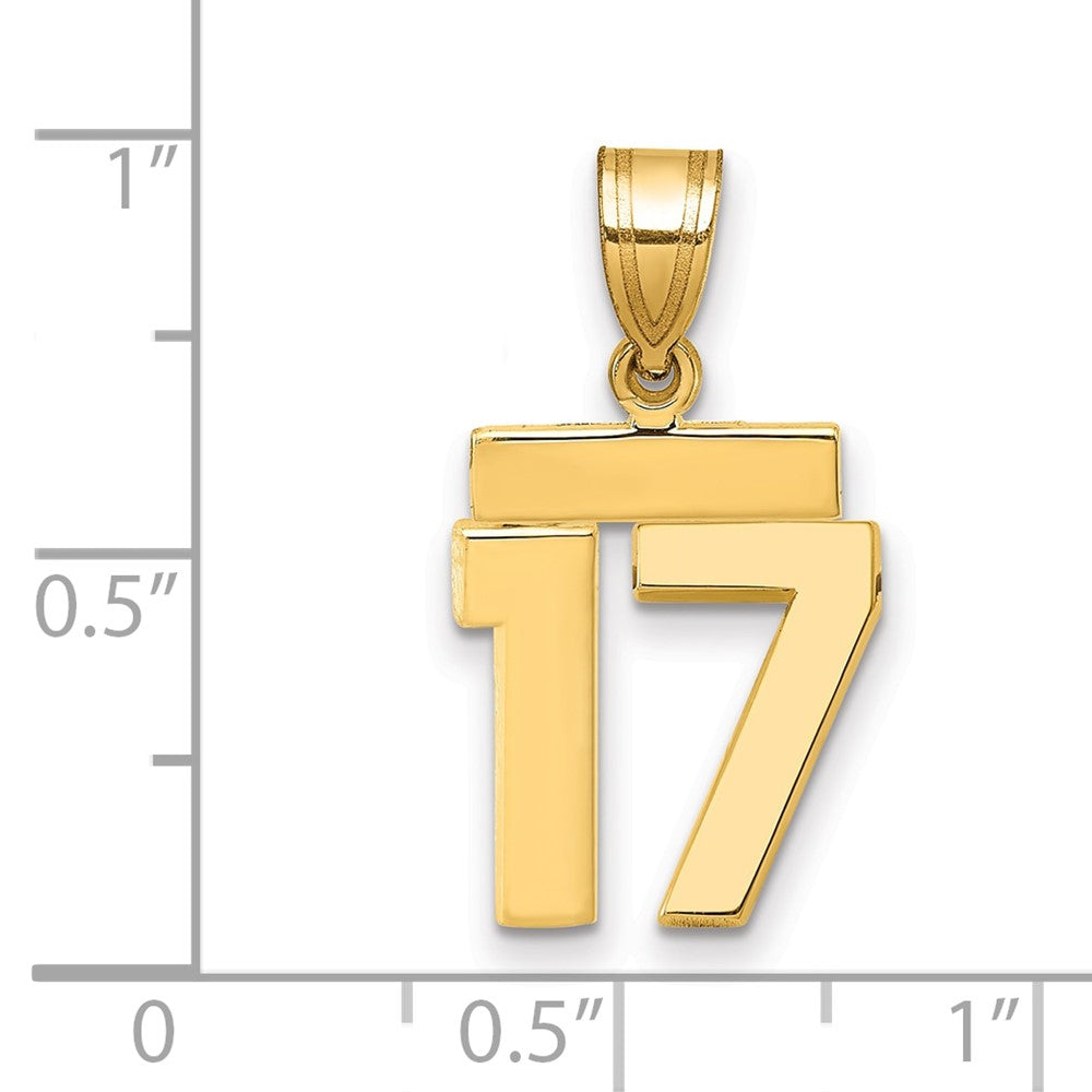 10k Small Polished Number 17 Charm