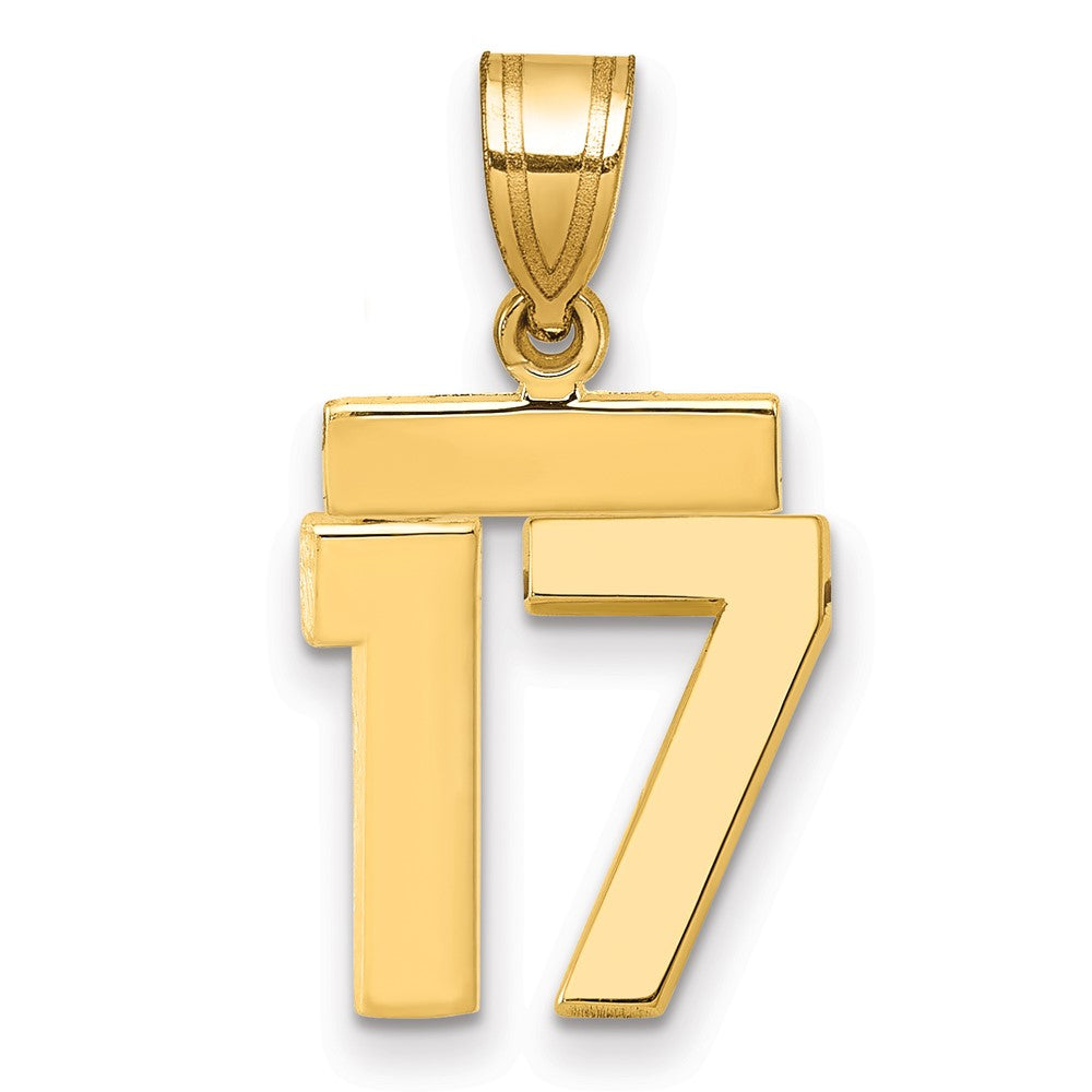 10k Small Polished Number 17 Charm