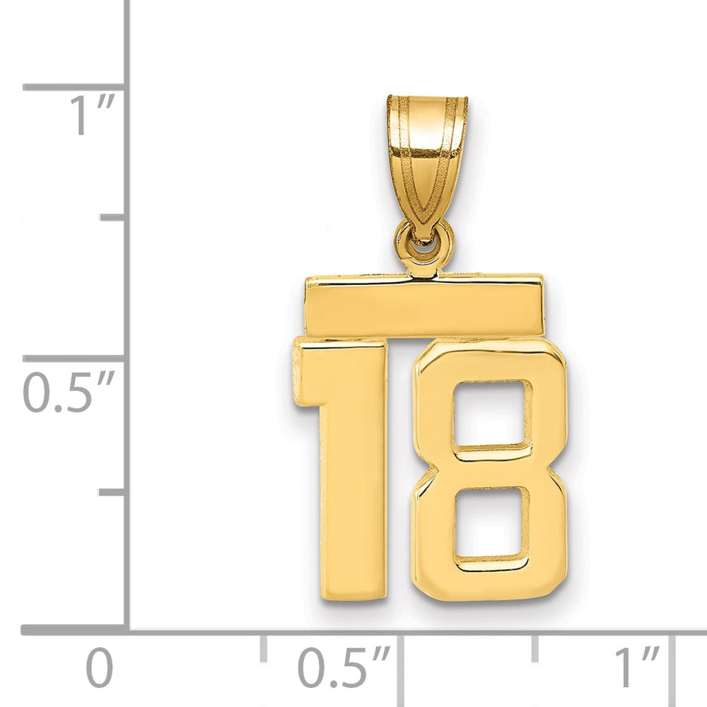 10k Small Polished Number 18 Charm
