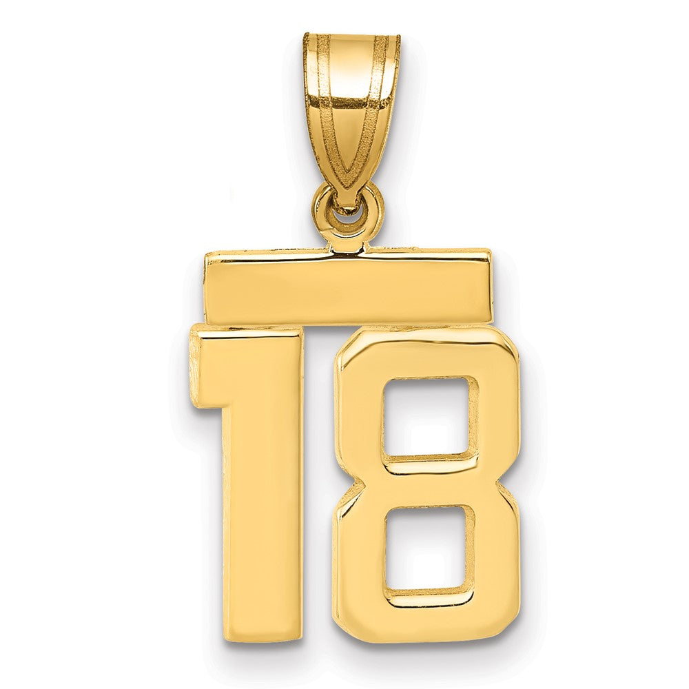10k Small Polished Number 18 Charm