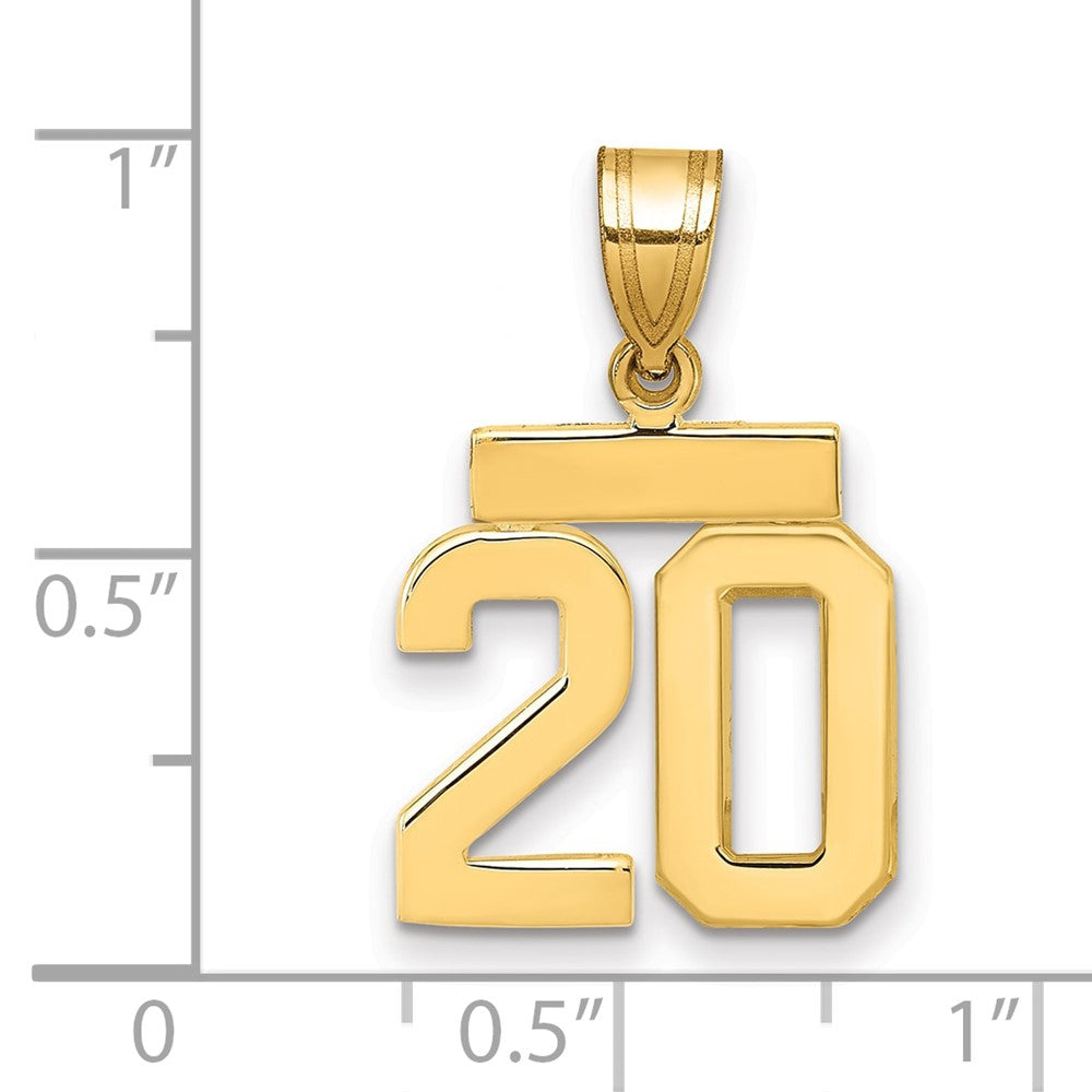 10k Small Polished Number 20 Charm