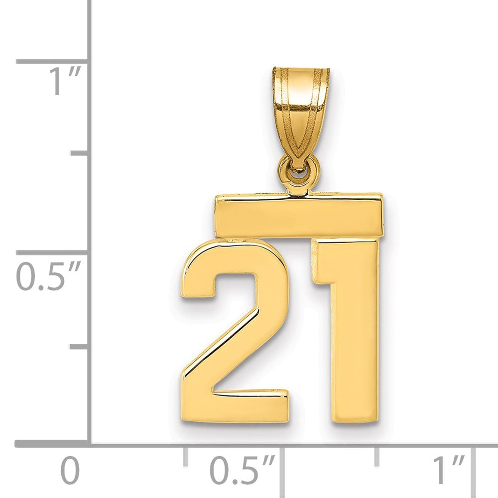 10k Small Polished Number 21 Charm