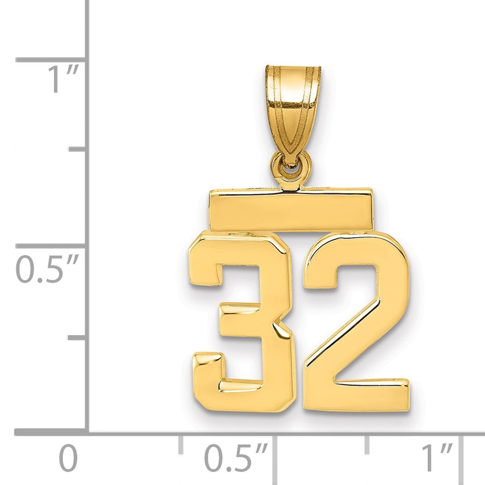 14k Small Polished Number 32 Charm