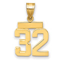 14k Small Polished Number 32 Charm