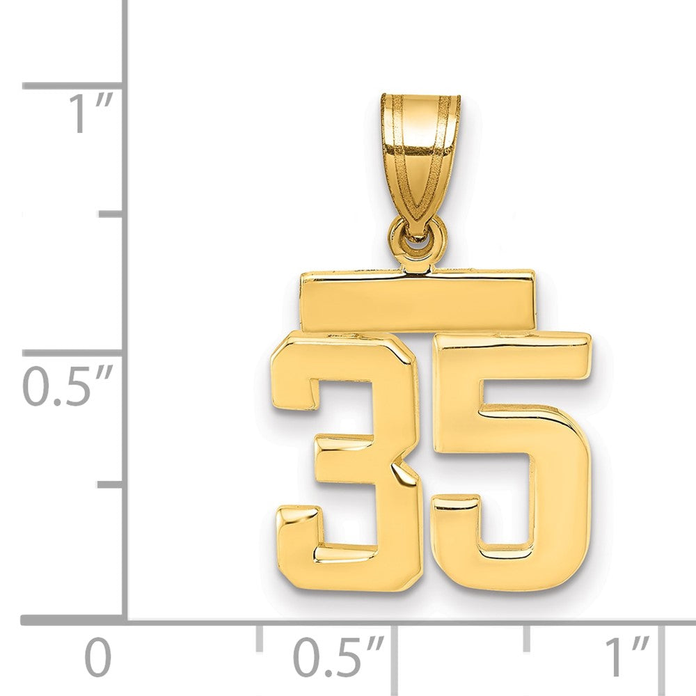 10k Small Polished Number 35 Charm