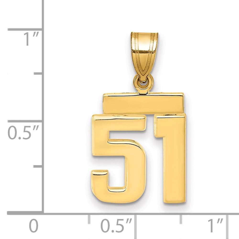 10k Small Polished Number 51 Charm