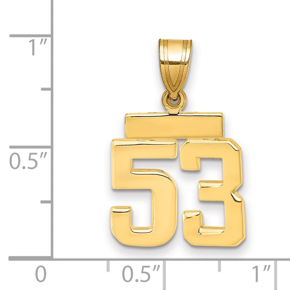 10k Small Polished Number 53 Charm