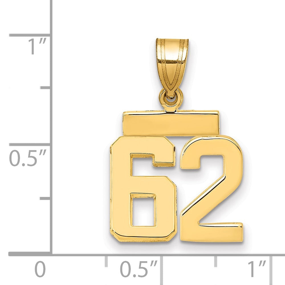14k Small Polished Number 62 Charm