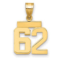 10k Small Polished Number 62 Charm