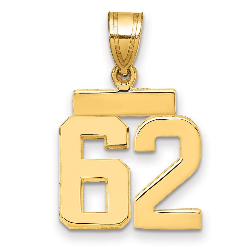 10k Small Polished Number 62 Charm