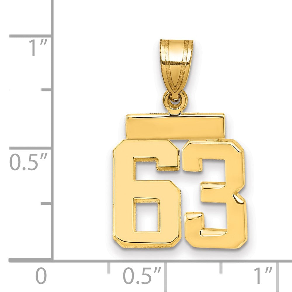 10k Small Polished Number 63 Charm