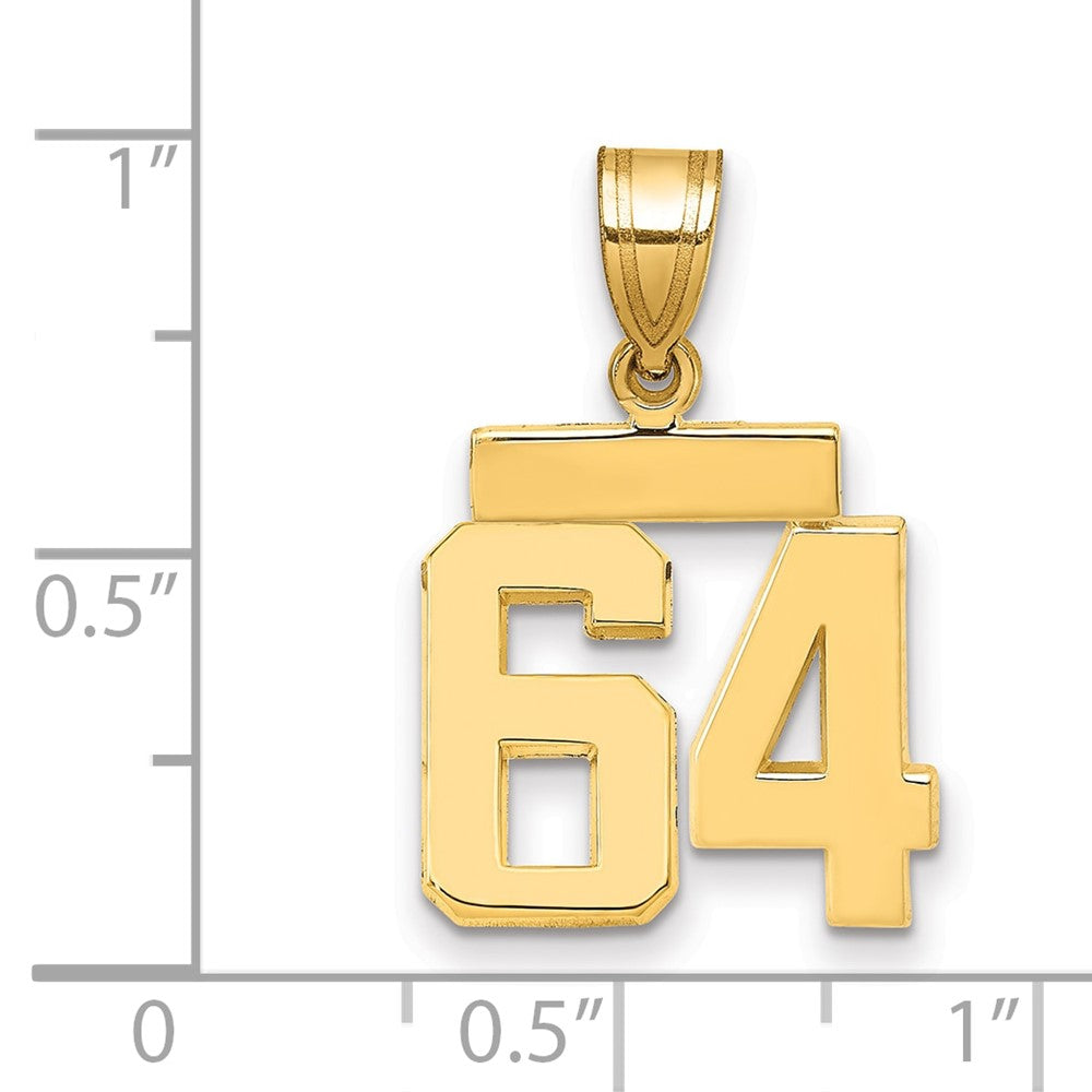 14k Small Polished Number 64 Charm