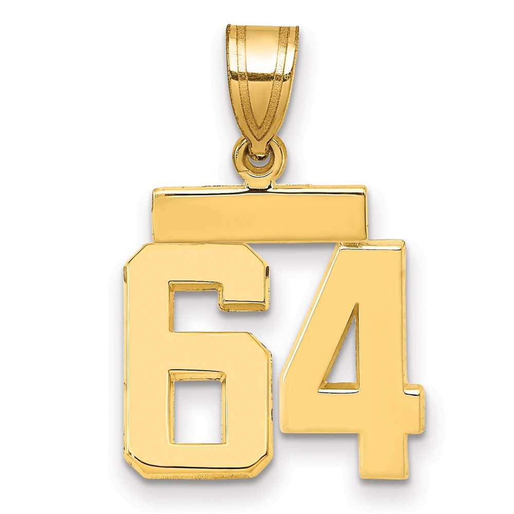 14k Small Polished Number 64 Charm