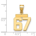 10k Small Polished Number 67 Charm