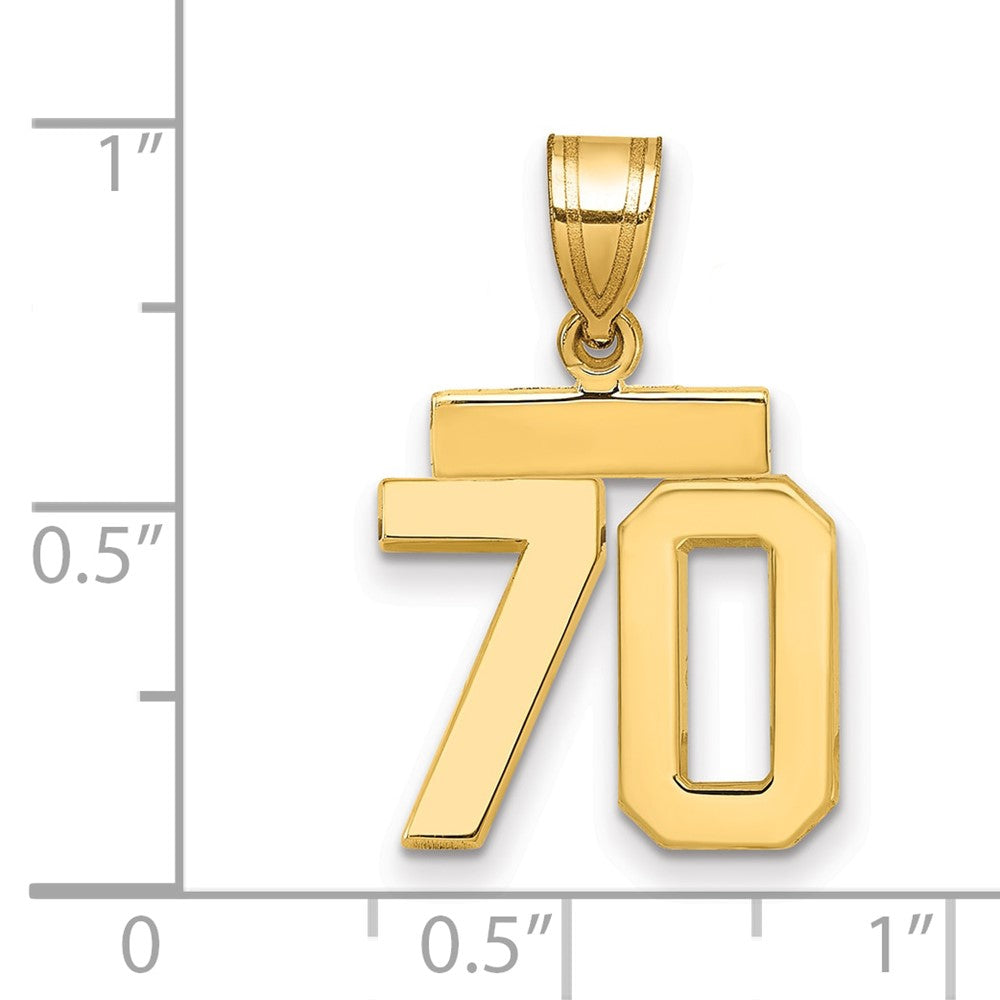 14k Small Polished Number 70 Charm